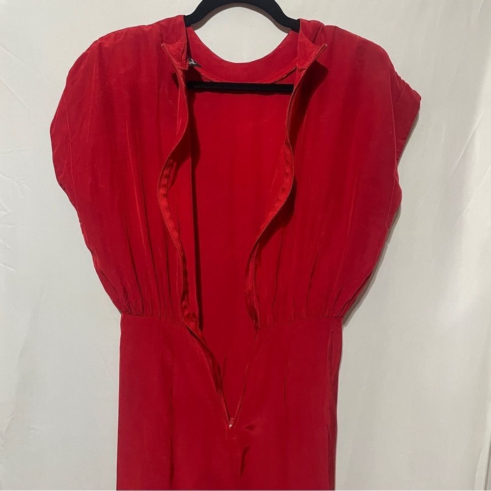 Vintage 80s Red Ruched Mini Dress Medium - Picture 11 of 13